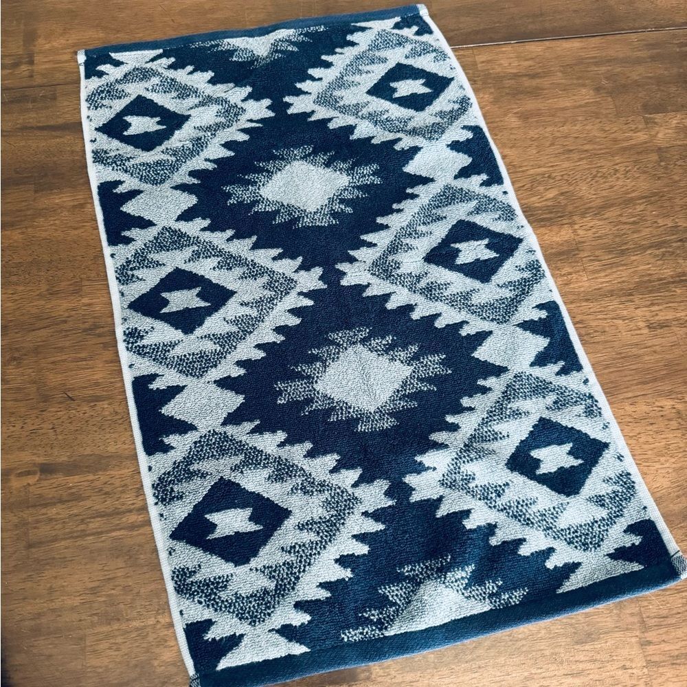 Wrangler Blue Western Aztec Canyon Ranch Stripe Hand Towel